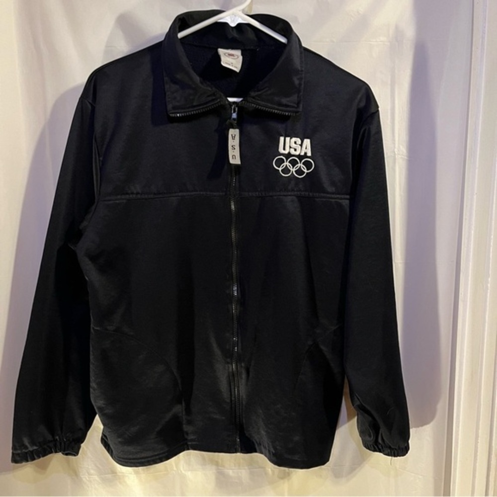 USA Olympic Jacket Mens Size Medium USA Made Fleece Lined Sportswear Patriotic‎